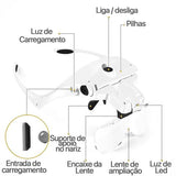 Lupa de cabeça Profissional 5V2 com led.